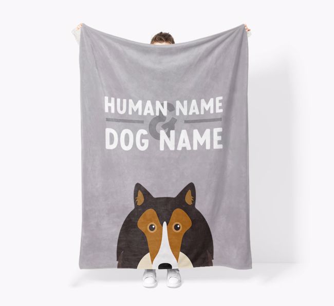 Human & Dog Name: Personalised {breedFullName} Premium Sherpa Fleece Blanket